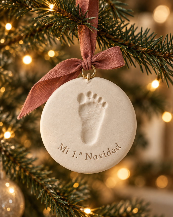 Adorno Mi 1.ª Navidad con la huella del pie