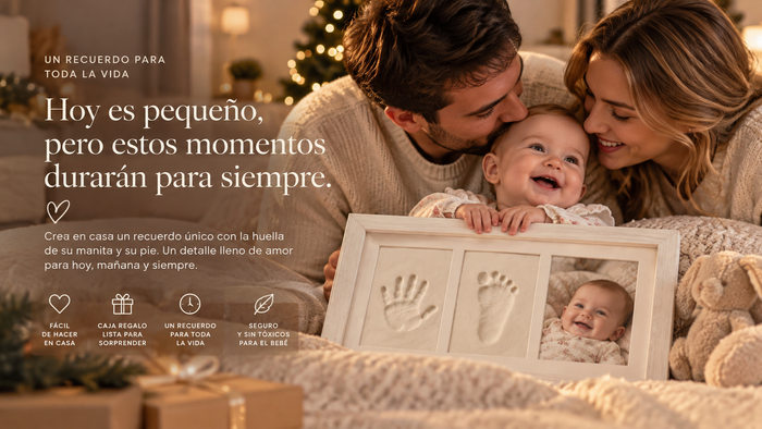 Caja regalo abierta con el cuadro y la carta