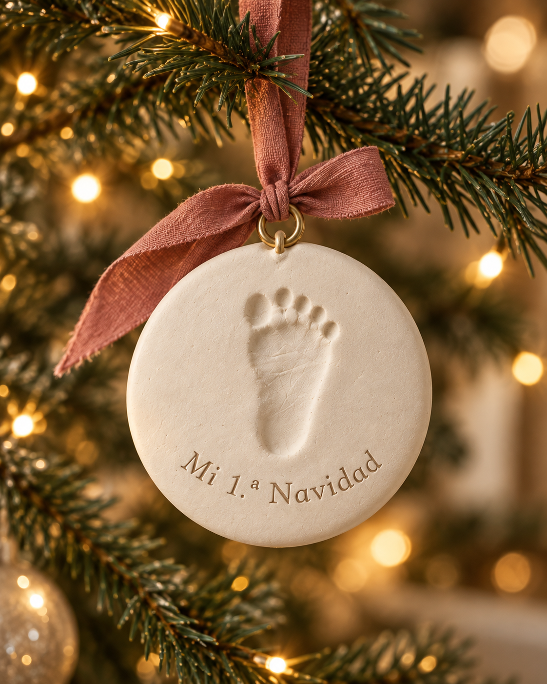 Adorno Mi 1.ª Navidad con la huella del pie del bebé